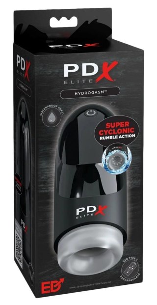 PDX Elite Hydrogasm Frosted Black - zaawansowana maszyna intymna, wodoodporna