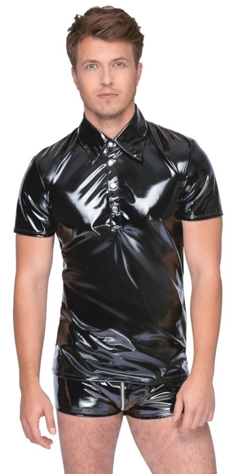 Black Level Polo Męskie Czarne z Połyskiem Rozmiar M Dopasowane