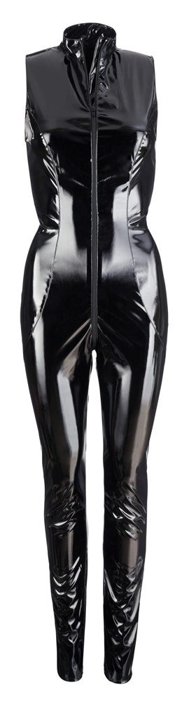 Black Level Kombinezon Vinylowy Czarny Długi Zamek Rozmiar S