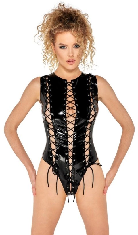 Black Level Body Winylowe Sznurowane Czarny Połysk S