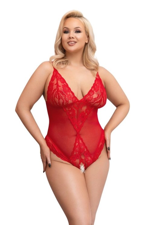 Cottelli Collection CURVES Body koronkowe czerwone bez części dolnej 2XL