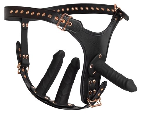 Bad Kitty Strap-On 3D L/XL - System z Trzema Elementami Czarny