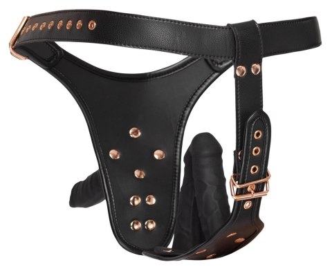 Bad Kitty Strap-On 3D L/XL - System z Trzema Elementami Czarny