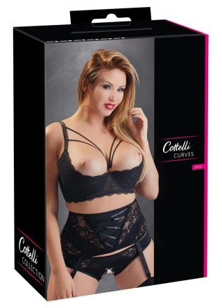 Cottelli Curves Biustonosz z odkrytym biustem paski koronka czarny 95F