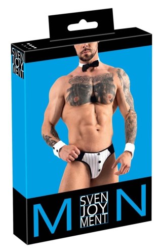 Svenjoyment Zestaw Męski S - Muszka, Mankiety i Majtki Open Back S