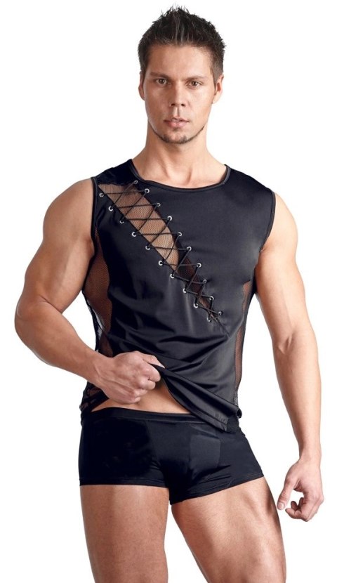 Svenjoyment Bezrękawnik Męski Czarny Sznurowany S Elegancki Design
