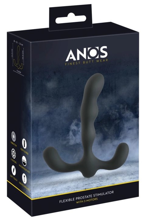 ANOS Silikonowy 3-Ramienny Stymulator Prostaty Czarny, 3 Silniki, 7 Trybow
