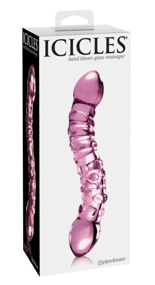Icicles Model 24 szklany masażer dwustronny z wypustkami 19,5 cm