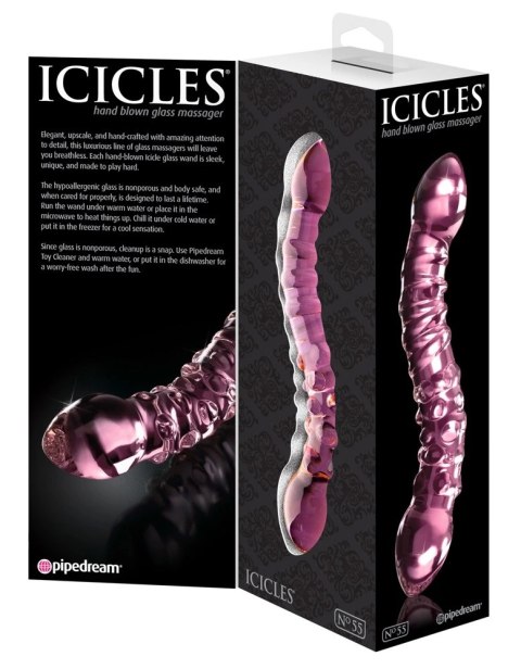 Icicles Model 24 szklany masażer dwustronny z wypustkami 19,5 cm