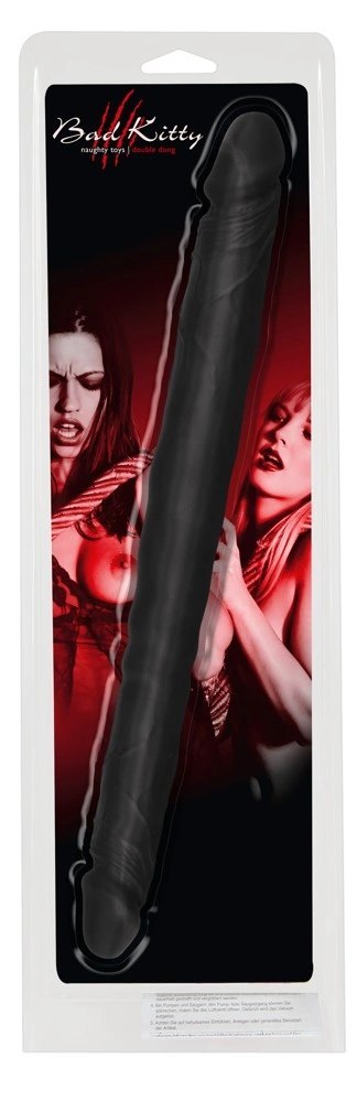 Bad Kitty Double Flex Silicone czarne podwojne narzędzie intymne 40 cm