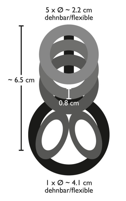 Bad Kitty System 6-Pierścieniowy Czarny - Anatomiczny Model TPE