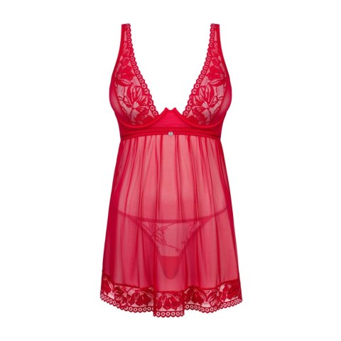 Obsessive Lacelove Babydoll i Stringi Czerwone XL/2XL - Koronkowy Komplet