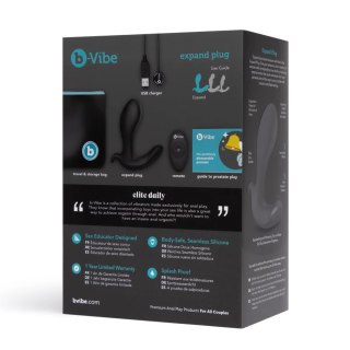 B-Vibe Expand Czarny - Masażer Prostaty z Pilotem, Rozszerzany, Wibrujący