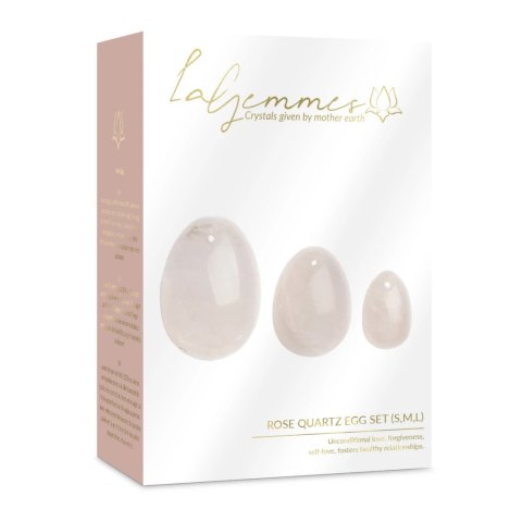 La Gemmes Yoni Egg Set Rose Quartz - Zestaw Jajeczek z Rożowego Kwarcu 3 Rozmiary