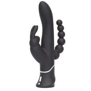 Happy Rabbit Triple Curve Black - trojfunkcyjny model silikonowy USB