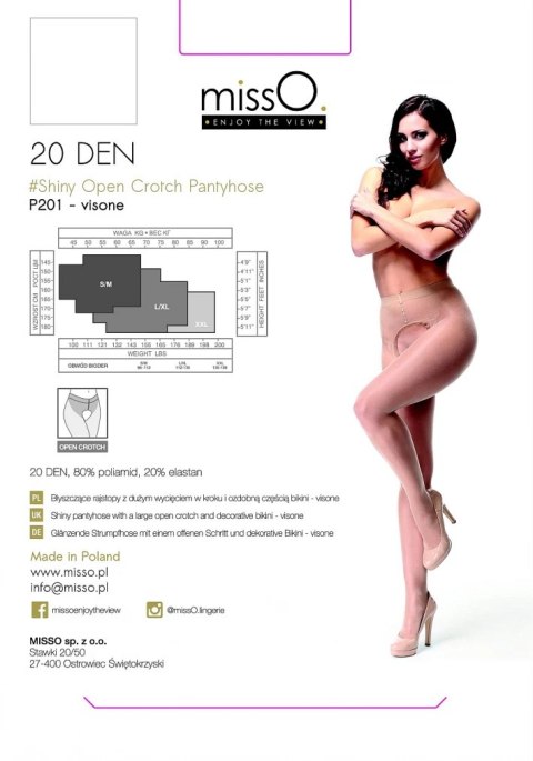 MissO P201 Rajstopy z wycięciem beżowe XXL delikatny połysk