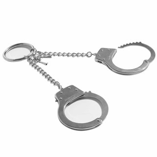S&M Metalowe Kajdanki z Okrągłym Łącznikiem, Regulowane 13-19 cm