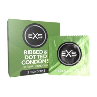 EXS Ribbed & Dotted prezerwatywy 3 szt. żebrowane i kropkowane 56 mm