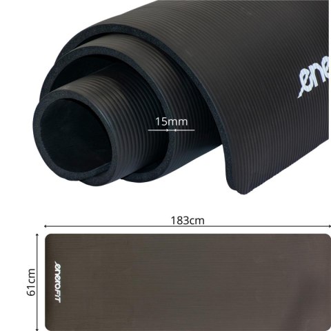 MATA FITNESS NBR ANTYPOŚLIZGOWA 183x61x1.5CM CZARNA + POKROWIEC ENERO FIT