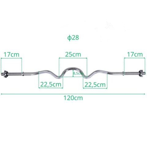 GRYF MOCNO ŁAMANY 120 CM ENERO FIT fi28