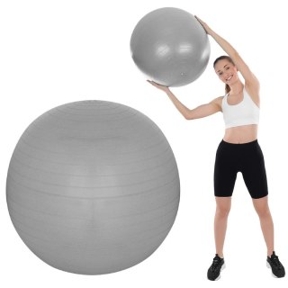 PIŁKA GIMNASTYCZNA DO ĆWICZEŃ FITNESS 55CM ANTIBURST SZARA
