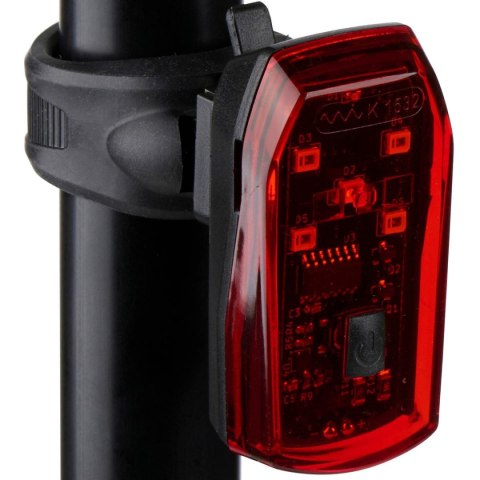 LAMPKA ROWEROWA NA TYŁ 5 LED FUNKCJA STOP CERTYFIKAT DUNLOP