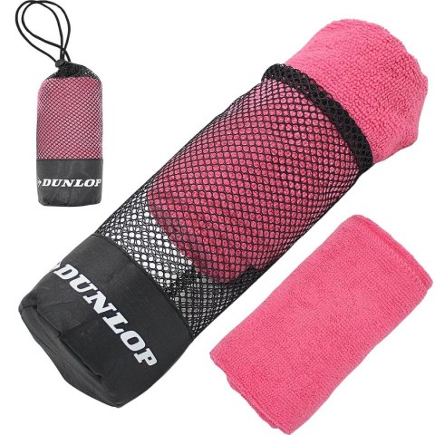 RĘCZNIK SZYBKOSCHNĄCY Z WORKIEM DO PRZECHOWYWANIA SPORTOWY 80X40CM DUNLOP RÓŻOWY