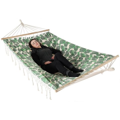 HAMAK OGRODOWY 2 OSOBOWY 200X150CM Z DRĄŻKIEM I Z FRĘDZLAMI MIAMI NATURA JUNGLE