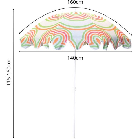 PARASOL PLAŻOWO OGRODOWY 160CM POMARAŃCZOWO ZIELONY