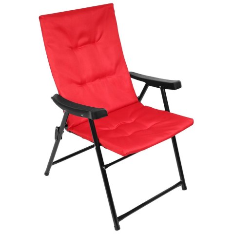 KRZESŁO OGRODOWE SKŁADANE 59X66X45/90CM Z PODUSZKĄ CZERWONE