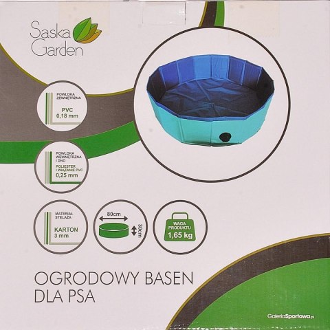 BASEN OGRODOWY SKŁADANY DLA PSA 80X30CM SASKA GARDEN
