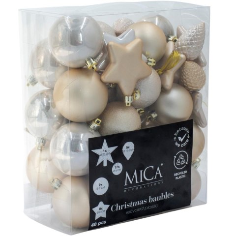 BOMBKA DEKORACYJNA PLASTIKOWA BEZPIECZNA 40SZT CREAM MICA
