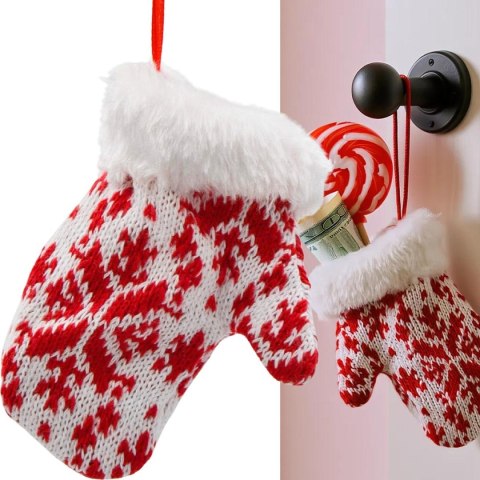 ZAWIESZKA RĘKAWICZKA NA PREZENTY 12CM BIAŁA