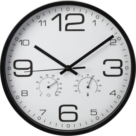 ZEGAR ŚCIENNY 30CM Z TERMOMENTREM CZARNY