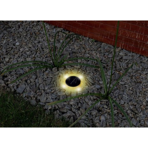 LAMPA SOLARNA DYSKOWA 28 LED DO WBICIA W GRUNT LUB MONTAŻU NA ŚCIANIE
