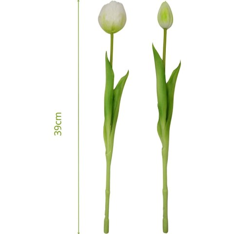 BUKIET 5 TULIPANÓW PIWONIOWYCH BIAŁYCH 39CM JAK ŻYWYCH DEKORACJA WIOSENNA