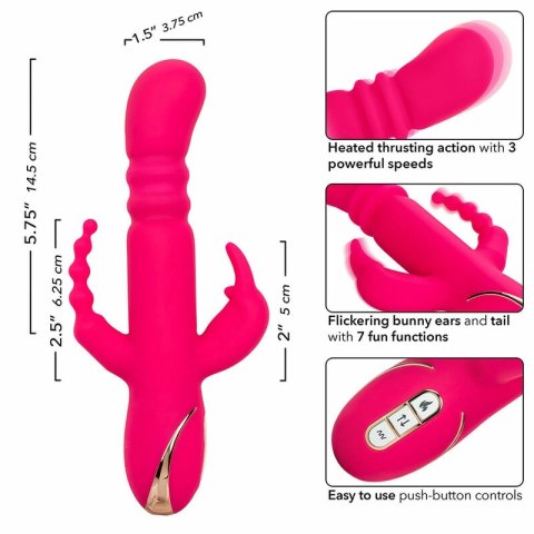 CalExotics Jack Rabbit Triple Fantasy Pink - system podgrzewania, 3 strefy