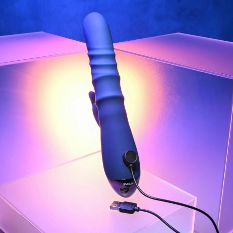Evolved Ringer Rabbit Royal Blue - wibrator z funkcją ruchomych pierścieni
