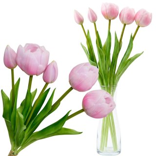BUKIET 5 TULIPANÓW PIWONIOWYCH RÓŻOWYCH 39CM JAK ŻYWYCH DEKORACJA WIOSENNA