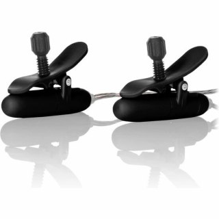 CalExotics Nipple Play zaciski z wibracją, czarne, regulowane, ABS