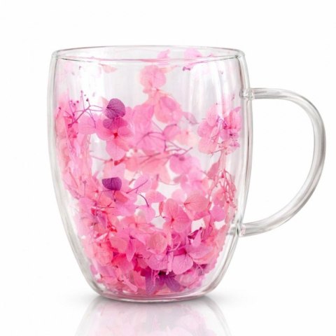 Szklanka termiczna z kwiatami, gipsówka hortensje róż 300 ml 1szt SZK165