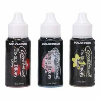 Doc Johnson GoodHead Tingle Drops zestaw 3 smakow 29 ml aplikator