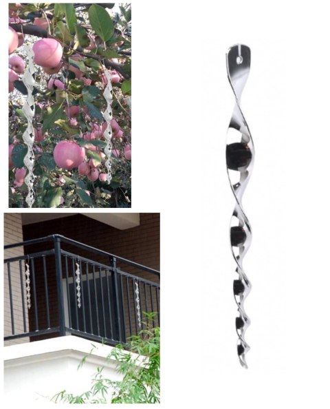 Spirala wiatrowa plastikowa, odstraszacz ptaków 40 cm SREBRNA FFT-M02