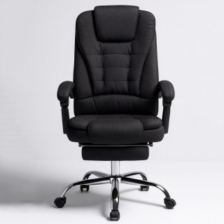 Fotel biurowy obrotowy BOSS z podnóżkiem - czarny MATERIAŁ KO22CZ-MAT