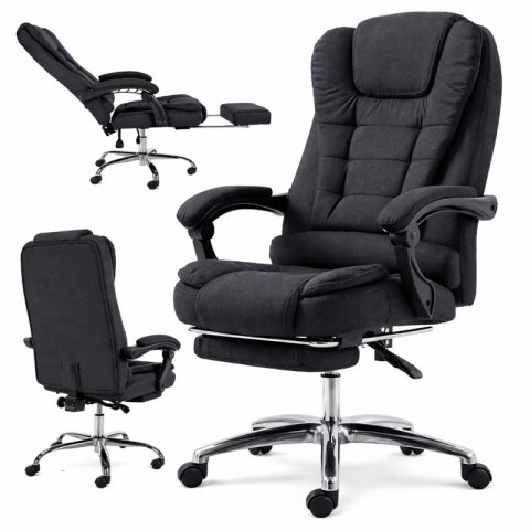Fotel biurowy obrotowy BOSS z podnóżkiem - czarny MATERIAŁ KO22CZ-MAT