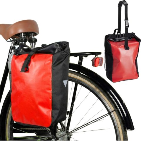 SAKWA TORBA ROWEROWA WODOSZCZELNA TYLNA NA BAGAŻNIK CZERWONA 13,5L XQMAX PRO