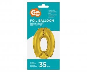 Balon foliowy "Cyfra 0" złota 35 cm FG-C35Z0