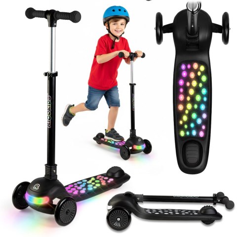 Hulajnoga trójkołowa dla dzieci balansowa LED Ricokids Glowi - czarna