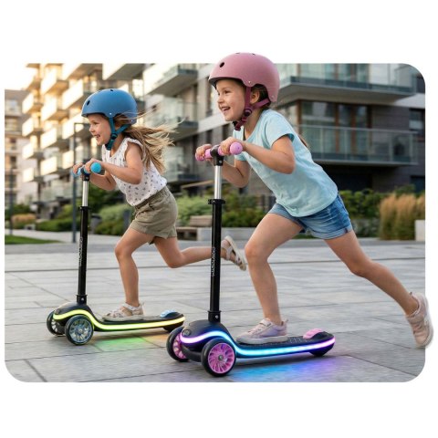 Hulajnoga trójkołowa dla dzieci balansowa LED Ricokids Leddi - czarno-różowa
