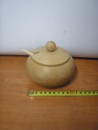 Cukiernica drewniana + łyżeczka